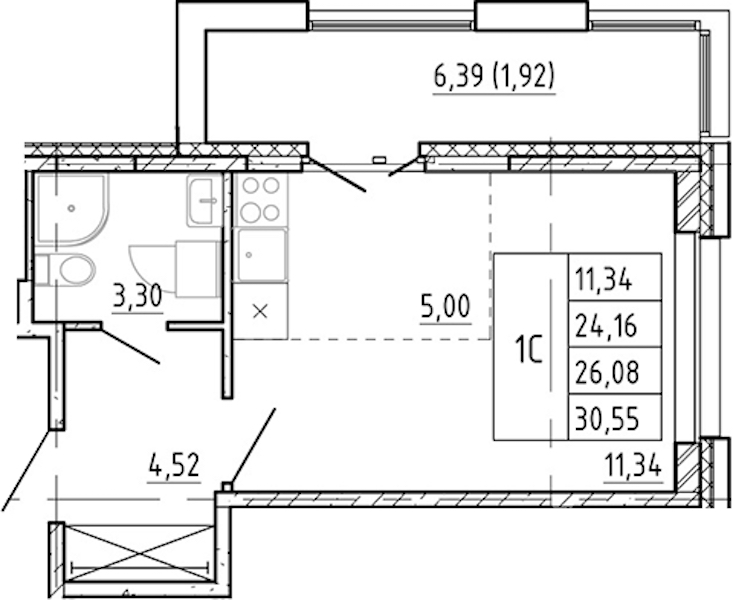 Квартира студия 24.16 м², 5/12 эт., ЖК «Полис Новоселье»